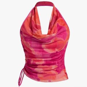 Pink and Orange Tie Dye Halter Top